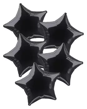 Шар фольгированный 21", звезда, набор 5 шт., цвет чёрный