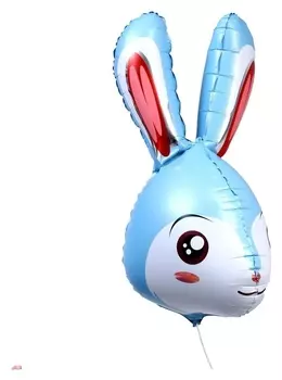 Шар фольгированный 23""голова кролика", голубой