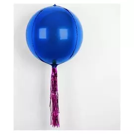 Шар фольгированный 24", набор с лентой, цвет голубой