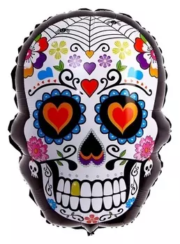 Шар фольгированный 24" Разноцветный череп