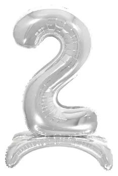 Шар фольгированный 26" «2», на подставке, цвет серебро