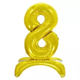 Шар фольгированный 26" «8», на подставке, цвет золото