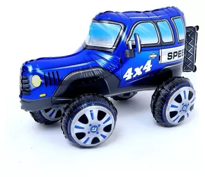 Шар фольгированный 26" «Джип с колёсами», цвет синий