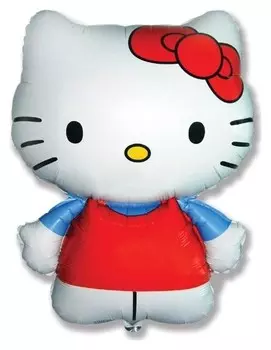 Шар фольгированный 26"фигура"hello Kitty. котенок с бантиком" голубой, 1 шт. в упак.