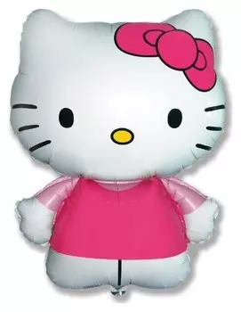 Шар фольгированный 26"фигура"hello Kitty. котенок с бантиком" розовый, 1шт. в упак.