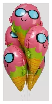 Шар фольгированный 26" «Мороженка в очках», набор 5 шт.