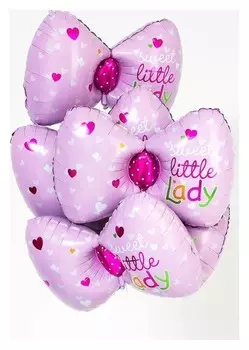 Шар фольгированный 30" «Бант», набор 5 шт., цвет розовый