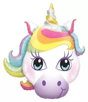 Шар фольгированный 30 «Голова. волшебный единорог», фигура
