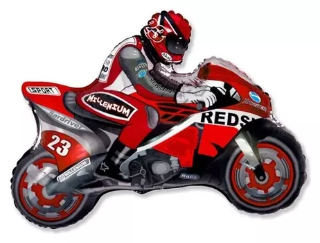 Шар фольгированный 30" «Мотоциклист», цвет красный