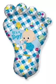 Шар фольгированный 30" «Стопа мальчика», цвет голубой