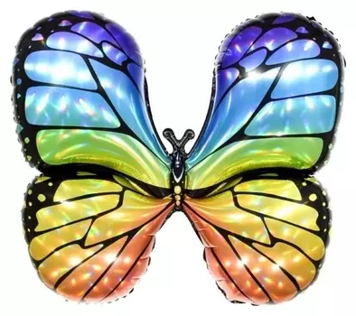 Шар фольгированный 31" «Бабочка. яркая радуга», фигура, голография