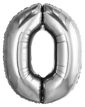 Шар фольгированный 32" «Цифра 0», серебро