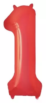 Шар фольгированный 32" цифра 1, индивидуальная упаковка, цвет красный