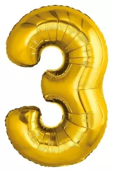 Шар фольгированный 32" «Цифра 3», цвет золото