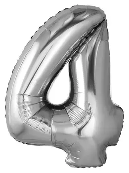 Шар фольгированный 32" «Цифра 4», цвет серебро