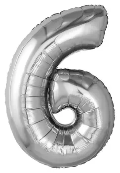 Шар фольгированный 32" «Цифра 6», цвет серебро