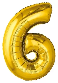 Шар фольгированный 32" «Цифра 6», цвет золото