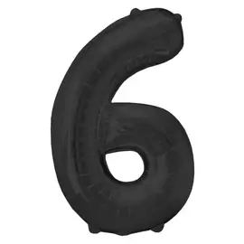 Шар фольгированный 32", цифра 6, индивидуальная упаковка, цвет чёрный