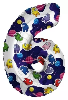 Шар фольгированный 32" «Цифра 6. космонавтики» + подарок