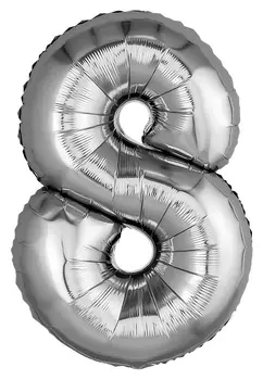 Шар фольгированный 32" «Цифра 8», цвет серебро