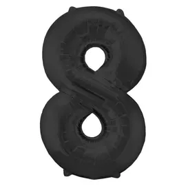 Шар фольгированный 32", цифра 8, индивидуальная упаковка, цвет чёрный