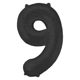 Шар фольгированный 32", цифра 9, индивидуальная упаковка, цвет чёрный