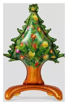 Шар фольгированный 32" «Ёлка на подставке», фигура, цвет зелёный