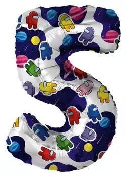 Шар фольгированный 32" «Космонавтики», цифра 5