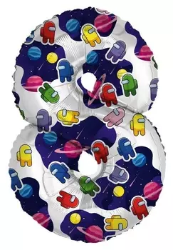 Шар фольгированный 32" «Космонавтики», цифра 8