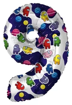 Шар фольгированный 32" «Космонавтики», цифра 9