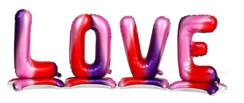 Шар фольгированный 32" Love, заглавные буквы, градиент