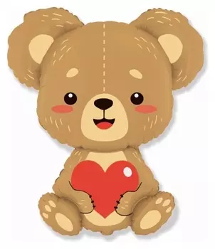 Шар фольгированный 33 «Плюшевый мишка с сердцем», фигура