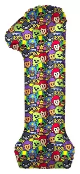 Шар фольгированный 34" «Цифра 1» Brawl Stars, 1 шт.