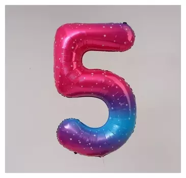 Шар фольгированный 34" «Цифра 5», звёздный