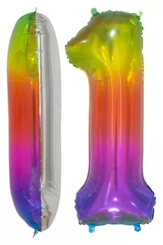 Шар фольгированный 34" «Цифра один», мармеладный леденец, градиент