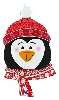 Шар фольгированный 34 фигура, "Новогодний пингвин"