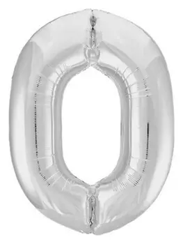 Шар фольгированный 36" «Цифра 0», цвет серебряный