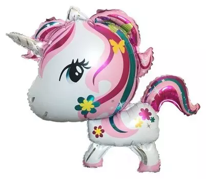 Шар фольгированный 36" «Волшебный единорог в цветах», фигура, цвет розовый