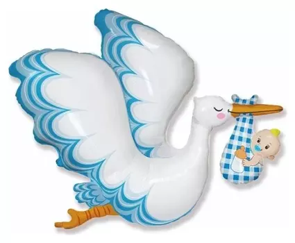 Шар фольгированный 38" «Аист с мальчиком»