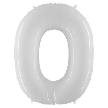 Шар фольгированный 40"цифра"0", белый