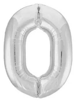 Шар фольгированный 40" «Цифра 0», цвет серебряный, Slim