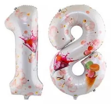 Шар фольгированный 40" «Цифра 18», макарун