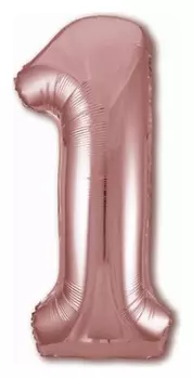 Шар фольгированный 40" «Цифра 1», цвет розовое золото Slim