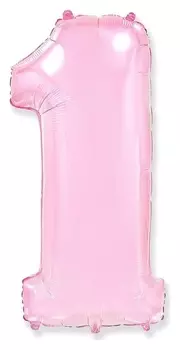 Шар фольгированный 40 "Цифра 1" розовый, Pink