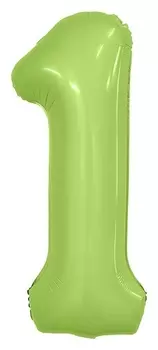 Шар фольгированный 40 цифра 1, Slim, мистик фисташка