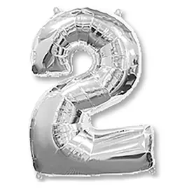 Шар фольгированный 40" «Цифра 2», цвет серебристый