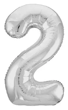 Шар фольгированный 40" «Цифра 2», цвет серебро Slim