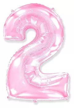 Шар фольгированный 40 "Цифра 2" розовый, Pink