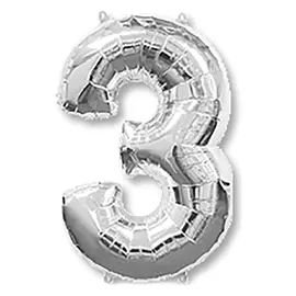 Шар фольгированный 40" «Цифра 3», цвет серебристый