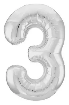 Шар фольгированный 40" «Цифра 3», цвет серебро Slim